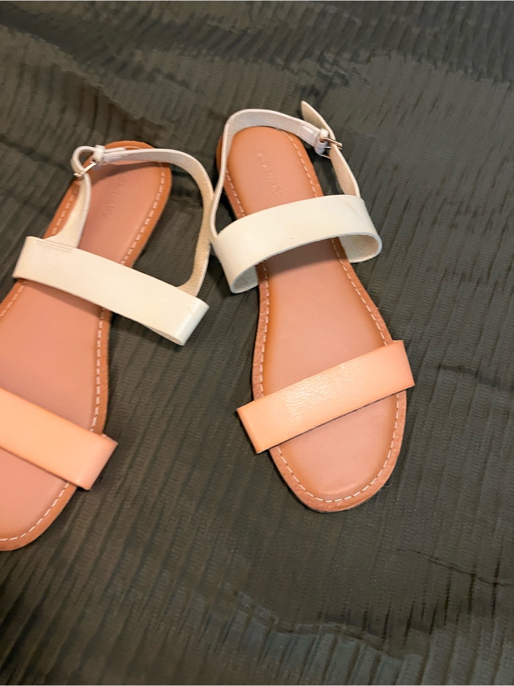Old Navy Two-Band Open-Toe Sandals in White and Peach